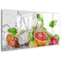 Tulup WANDUHR aus Glas 60x30 cm - Früchte auf Wasser