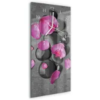 Tulup WANDUHR aus Glas 30x60 cm - Orchideensteine