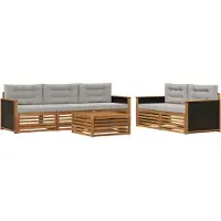 vidaXL Outdoor-Sofagarnitur 6 pcs Natürlich und Hellgrau