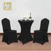 Famanu Tischdecken Set 3 Stück - Schwarz, elastisch, für Cocktailtische 60 x 110 cm