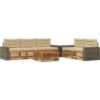 vidaXL Outdoor-Sofagarnitur 6 stk. Natur und Beige