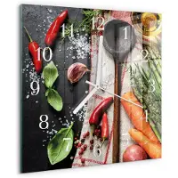 Drukarnia Piga Tulup Glasuhr Wanduhr Küchenuhr Echt-Glas 30x30 cm Modern Dekorativ Geräuschlos Weiße Zeiger - Gewürze