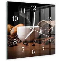Drukarnia Piga Tulup Glasuhr Wanduhr Küchenuhr Echt-Glas 30x30 cm Modern Dekorativ Geräuschlos Weiße Zeiger - Kaffee