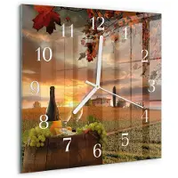 Drukarnia Piga Tulup Glasuhr Wanduhr Küchenuhr Echt-Glas 30x30 cm Modern Dekorativ Geräuschlos Weiße Zeiger - Wein Natur