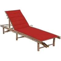 Furnicato Garten-sonnenliege Aus Bambus Mit Auflage 200 X 65 X 30-87 Cm Rot