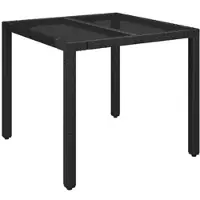 Furnicato Gartentisch Mit Glasplatte Schwarz 90x90x75 Cm Poly Rattan