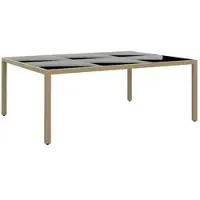 Furnicato Gartentisch 200x150x75 Cm Hartglas Und Poly Rattan Beige