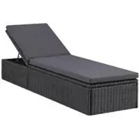 Furnicato Sonnenliege Poly Rattan Schwarz Und Dunkelgrau