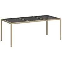 Furnicato Gartentisch Poly Rattan 190x90x75 Cm Beige Schwarz
