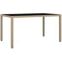 Furnicato Gartentisch Mit Glasplatte Beige Poly Rattan & Hartglas