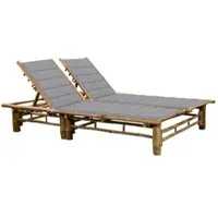 Furnicato Sonnenliege Gartenliege Bambus Grau 200 X 130 X 24 87 Cm