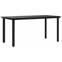 Furnicato Garten-esstisch Schwarz 160x80x74 Cm Stahl Und Hartglas