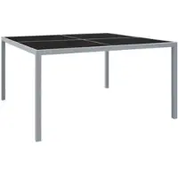 Furnicato Gartentisch 130x130x72 Cm Grau Stahl Und Glas