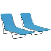 Furnicato Klappbare Sonnenliegen 2 Stk Stahl Und Stoff Blau