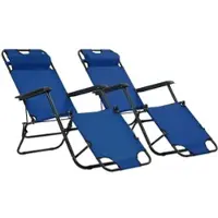 Furnicato Klappbare Sonnenliegen 2 Stk Mit Fußablage Blau