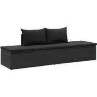 Furnicato Poly Rattan Lounge Bett Schwarz 195 X 60 X 60 Cm Verstellbar