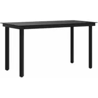 Furnicato Garten-esstisch Schwarz 140x70x74 Cm Stahl Und Glas
