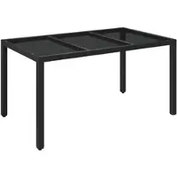 Furnicato Gartentisch Mit Glasplatte Schwarz 150x90x75 Cm Poly Rattan