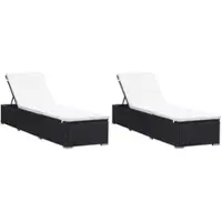 Furnicato Sonnenliegen Mit Auflage 2 Stk Poly Rattan Schwarz