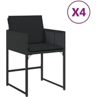Furnicato Gartenstuhl Schwarz Pe Rattan 50 5 X 54 X 79 Cm Mit Kissen