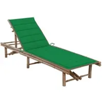 Furnicato Garten-sonnenliege Aus Bambus Mit Auflage 200 X 65 X 30-87 Cm Grün