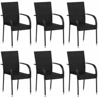 Furnicato Stapelbare Gartenstühle 6 Stk Poly Rattan Schwarz