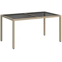 Furnicato Gartentisch 150x90x75 Cm Gehärtetes Glas Poly Rattan Beige