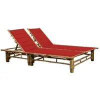 Furnicato Sonnenliege Bambus 200 X 130 X 24 87 Cm Rot 3 Liegepositionen