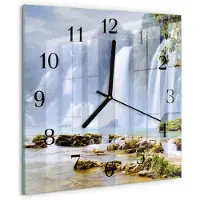 Drukarnia Piga Tulup Glasuhr Wanduhr Küchenuhr Echt-Glas 30x30 cm Modern Dekorativ Geräuschlos Schwarzen Zeigern - Wasserfall