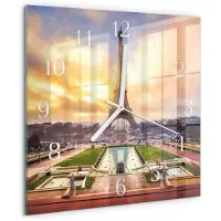 Drukarnia Piga Tulup Glasuhr Wanduhr Küchenuhr Echt-Glas 30x30 cm Modern Dekorativ Geräuschlos Weiße Zeiger - Eiffelturm