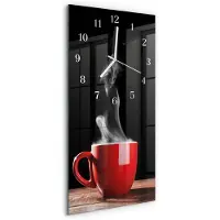Tulup WANDUHR aus Glas 30x60 cm - Tasse Kaffee