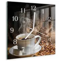 Drukarnia Piga Tulup Glasuhr Wanduhr Küchenuhr Echt-Glas 30x30 cm Modern Dekorativ Geräuschlos Weiße Zeiger - Kaffee