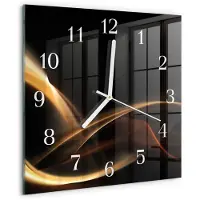 Drukarnia Piga Tulup Glasuhr Wanduhr Küchenuhr Echt-Glas 30x30 cm Modern Dekorativ Geräuschlos Weiße Zeiger - Abstrakte Linien