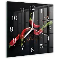 Drukarnia Piga Tulup Glasuhr Wanduhr Küchenuhr Echt-Glas 30x30 cm Modern Dekorativ Geräuschlos Weiße Zeiger - Chilischoten