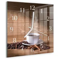 Drukarnia Piga Tulup Glasuhr Wanduhr Küchenuhr Echt-Glas 30x30 cm Modern Dekorativ Geräuschlos Weiße Zeiger - Kaffee