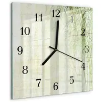 Drukarnia Piga Tulup Glasuhr Wanduhr Küchenuhr Echt-Glas 30x30 cm Modern Dekorativ Geräuschlos Schwarzen Zeigern - Bambuspflanze