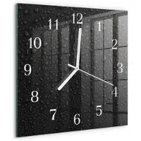 Drukarnia Piga Tulup Glasuhr Wanduhr Küchenuhr Echt-Glas 30x30 cm Modern Dekorativ Geräuschlos Weiße Zeiger - Wassertropfen