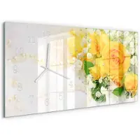 Tulup WANDUHR aus Glas 60x30 cm - Blumen