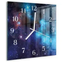 Drukarnia Piga Tulup Glasuhr Wanduhr Küchenuhr Echt-Glas 30x30 cm Modern Dekorativ Geräuschlos Weiße Zeiger - Sternenhimmel