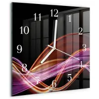 Drukarnia Piga Tulup Glasuhr Wanduhr Küchenuhr Echt-Glas 30x30 cm Modern Dekorativ Geräuschlos Weiße Zeiger - Abstrakte Kunst