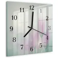 Drukarnia Piga Tulup Glasuhr Wanduhr Küchenuhr Echt-Glas 30x30 cm Modern Dekorativ Geräuschlos Schwarzen Zeigern - Blumen
