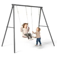 HyperMotion Doppelschaukel für den Garten für Kinder mit verstellbaren Sitzen und Stahlstruktur