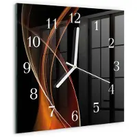 Drukarnia Piga Tulup Glasuhr Wanduhr Küchenuhr Echt-Glas 30x30 cm Modern Dekorativ Geräuschlos Weiße Zeiger - Abstrakte Linien