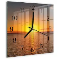 Drukarnia Piga Tulup Glasuhr Wanduhr Küchenuhr Echt-Glas 30x30 cm Modern Dekorativ Geräuschlos Schwarzen Zeigern - Sonnenuntergang