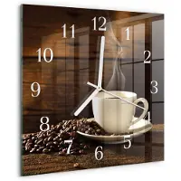 Drukarnia Piga Tulup Glasuhr Wanduhr Küchenuhr Echt-Glas 30x30 cm Modern Dekorativ Geräuschlos Weiße Zeiger - Kaffee