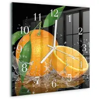 Drukarnia Piga Tulup Glasuhr Wanduhr Küchenuhr Echt-Glas 30x30 cm Modern Dekorativ Geräuschlos Weiße Zeiger - Orangen