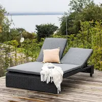 Home24 Gartenbett - Schwarz - Polyethylen - 119 x 32 x 196 cm
