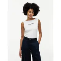 Tommy Hilfiger Tanktop "CLASSIC SCRIPT BOAT-NK TOP" Baumwollmischung, U-Boot Ausschnitt