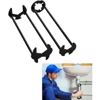 OEM Universal-Wasserhahn-Entferner - 2er-Set - Multifunktions-Sanitär-Werkzeug - Werkzeug-Schlüssel - Schwarz - Für Küche, Badezimmer und Bad - Wasserhahn-Installations-Kit