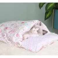 OEM Kuschelbett für Hunde und Katzen, selbstwärmendes Tierbett, Tiermatratze mit Kissen, bequemes Grotbett für Haustiere, warmes Tierbett für Herbst und Winter